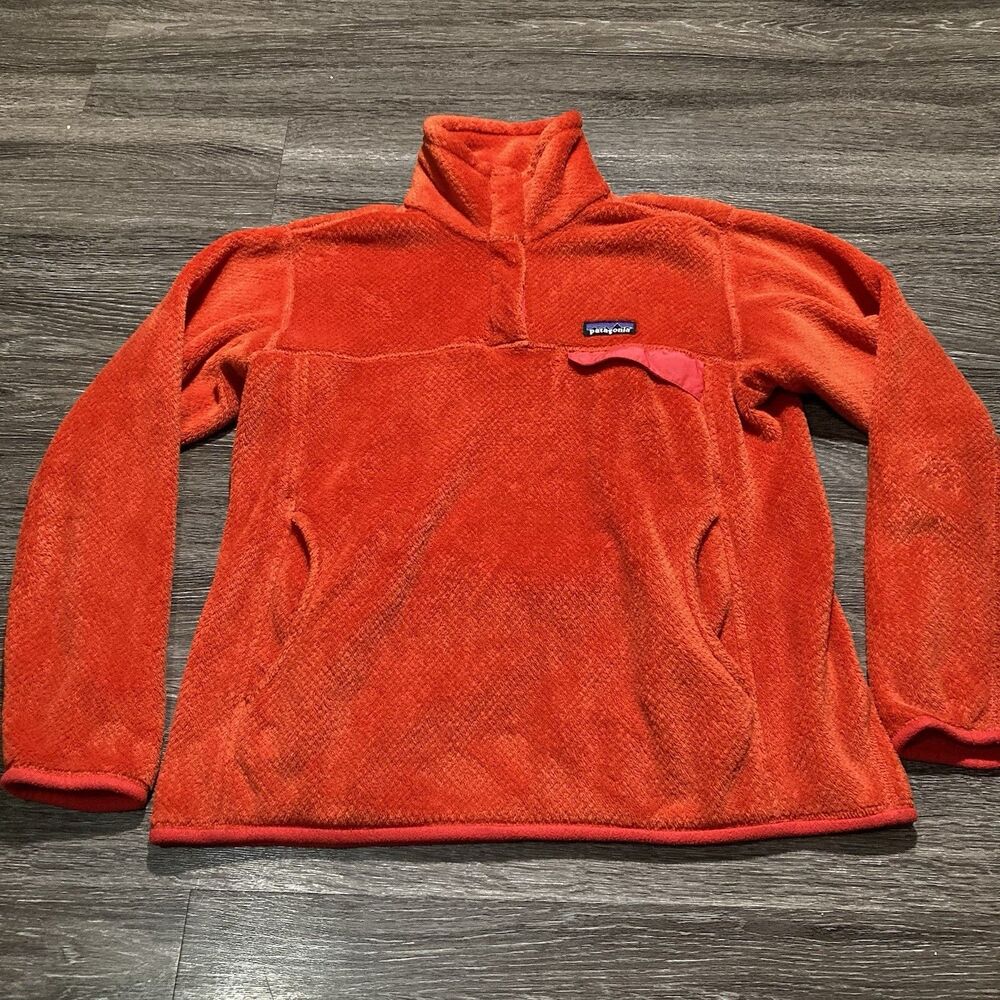 Patagonia Re Tool Snap T Pullover Womens Medium Orange Polartec Fleece